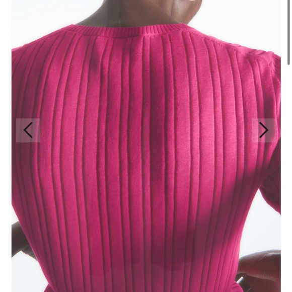 COS Ribbed-Knit Silk T-Shirt in fuchsia-pink - Picture 4 of 11